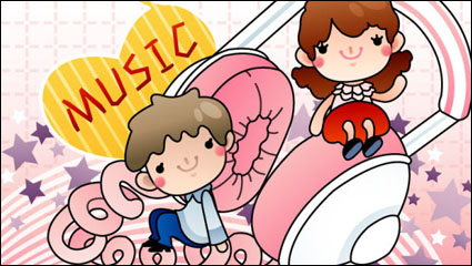 Cartoon Music Illustrator 05 - Vektor Material