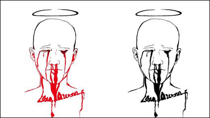 Handgemalte die terroristische line art Vector
