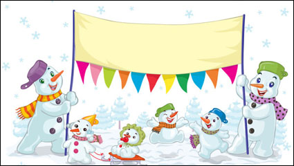 Cartoon Weihnachten Schneemann 01 - Vektor Material