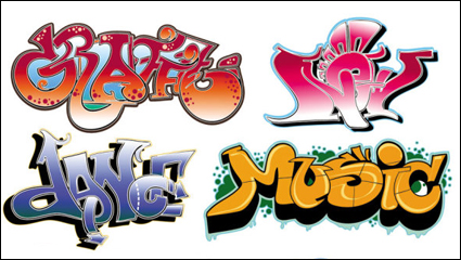 Graffiti Schriftarten schön gestaltet 03 - Vektor Material