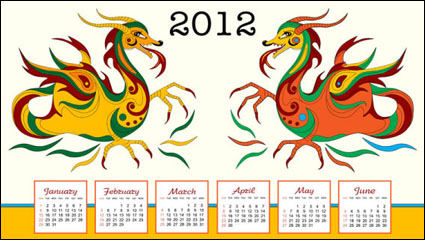 Im Jahr des Drachen Kalender - Vector