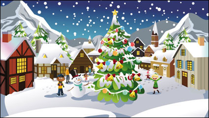 Christmas scene Illustrator 03 - Vektor Material