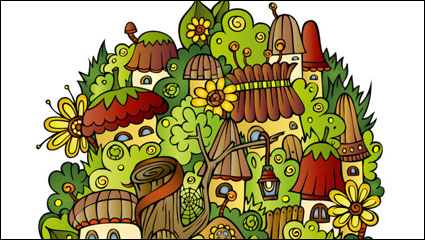 Cartoon Pilz Haus 02 - Vektor Material