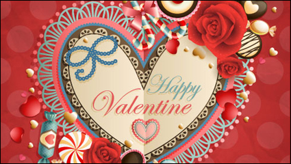 Vintage Valentine-Karte 03 - Vektor Material