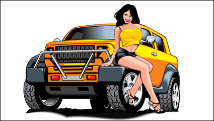Sexy Schönheit und Sportwagen 05 - Vektor Material
