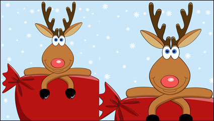 Cartoon Weihnachten Elch 03 - Vektor Material