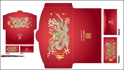 Im Jahr des Drachen roten Umschlag Vorlage 07 - Vektor Material
