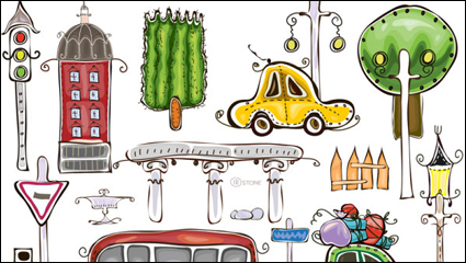 Cartoon handbemalten Muster - Vektor-Material