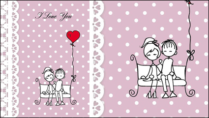 Linie Kunst Abbildung Valentine 03 - Vektor Material
