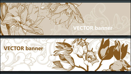 Line art floral banner 01 - Vektor Material