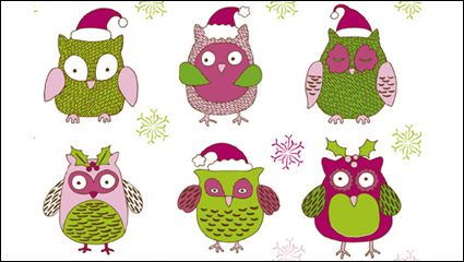 Cartoon Weihnachten Eulenmuster 01 - Vektor Material