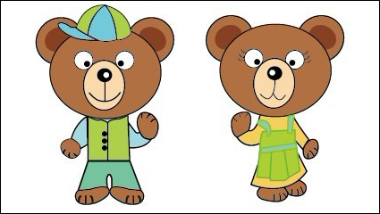 Cute Cartoon Bär Vektor Material