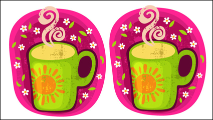 Cartoon Tasse Kaffee Aufkleber 05 - Vektor Material