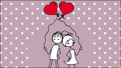 Linie Kunst Abbildung Valentine 02 - Vektor Material