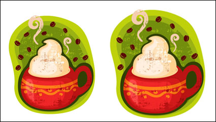 Cartoon Tasse Kaffee Aufkleber 01 - Vektor Material