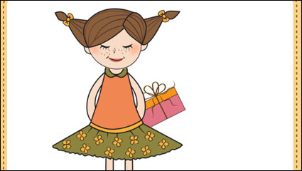 Kleines Mädchen Cartoon 01 - Vektor Material