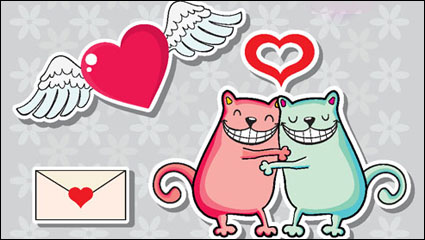 Valentinstag Cartoon Illustrator 07 - Vektor Material
