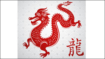 Chinese Dragon Papier schneiden - Vektor Material