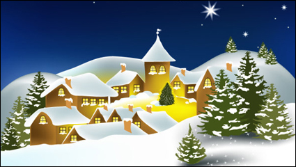 Cartoon Weihnachten Haus Hintergrund 02 - Vektor Material