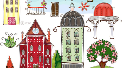 Cartoon Gebäude - Vektor-Material