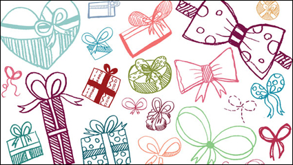 Schöne handbemalte Geschenk Bogen Vektor Material