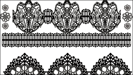 Schwarze und weiße Blumen-Muster 01 - Vektor Material