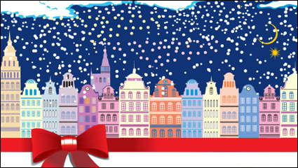Cartoon Weihnachten Haus Hintergrund 05 - Vektor Material
