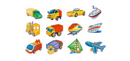 Lovely Stil Transport Symbol Vektor-Material