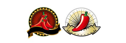 2 rote Paprika Thema Dekoration Vektor Material