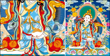 Lin tibetischen Thangka Mutter zu drei Zeilen leer Vektor AI