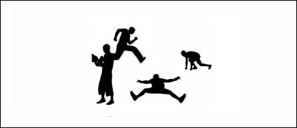 Eine Reihe von Action-Figuren Silhouette Vektor Material