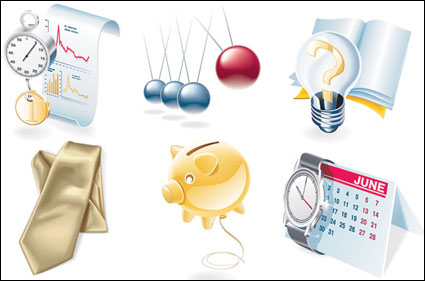 Lampen, Krawatten, Uhren-, Schreibtisch-Kalender, Notebook, Dichtungen, Kugelschreiber Vector Material