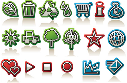 Blätter, grne Flagge Tropfen, die Sonne, Windmhle, Icons Vektor