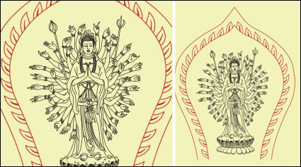 Avalokitesvara Strichzeichnungen