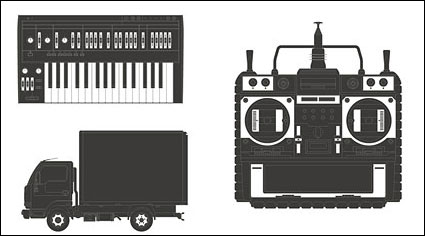 Trucks, Videorecorder, Orgel Vektor-Material