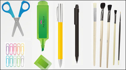 Bleistift, Feder, Kreide, Spitzer, Schere, Stift-, Gummi -
