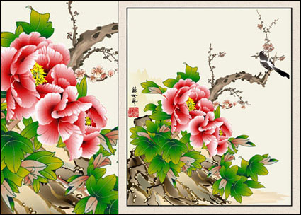 Peony Blumenmalerei Vector Elster
