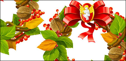 Vector Christmas, Weihnachtsschmuck, Blätter, Nsse, Chinesisch Weißdorn