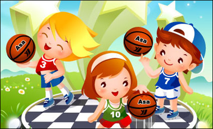 Kinder-Basketball Synchronized Vector