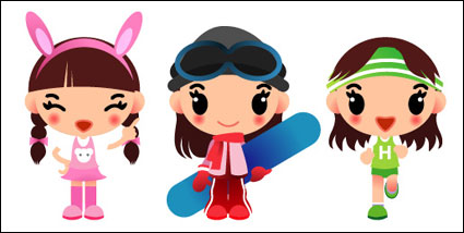 Girls Skateboarding, Laufen Vector