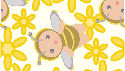 Kontinuierliche Hintergrund der Blumen Bienen Vektor