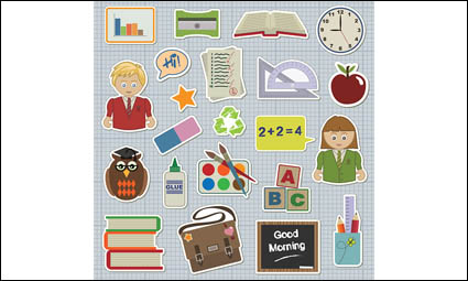 Studierende, Bcher, Gummi, Kleber, Abschriften, Schreibwaren Vektor