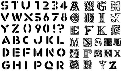 Englisch Buchstaben, Zahlen Vektor-Material