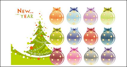 Weihnachtsbäume und Deko Kugeln Vektor