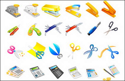 Hefter, Utility Messer, Schere, Taschenrechner, Kugelschreiber