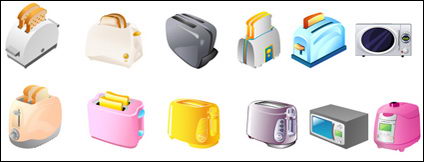 Toaster, Mikrowelle, Elektroherde Vektor