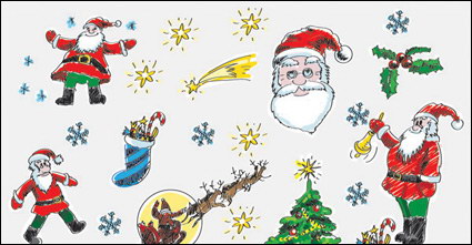 Handbemalte Weihnachts-Cartoon Vector