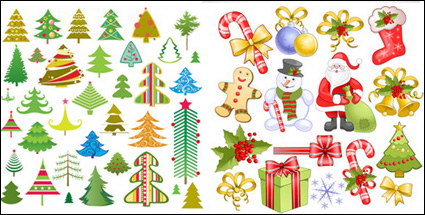 Santa Claus, tag, Krcken, Schleifen, Socken, Schneeflocke Vektor