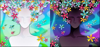 Frau mit Blumen, Vektor-Material -3