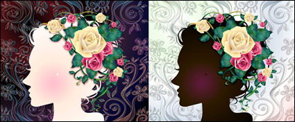 Frau mit Blumen, Vektor-Material -1